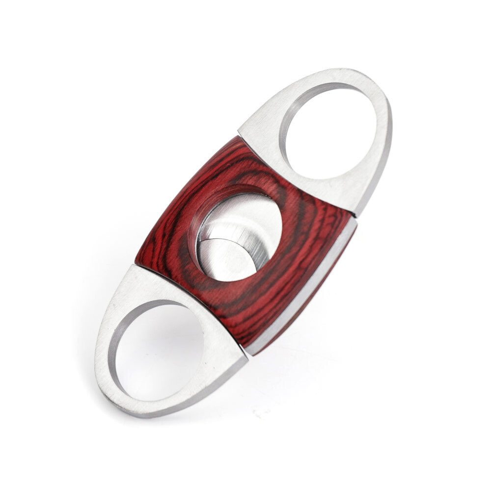 Double Guillotine Cigar Cutter Cherry Wood Stainless Steel Self Sharpening Blade