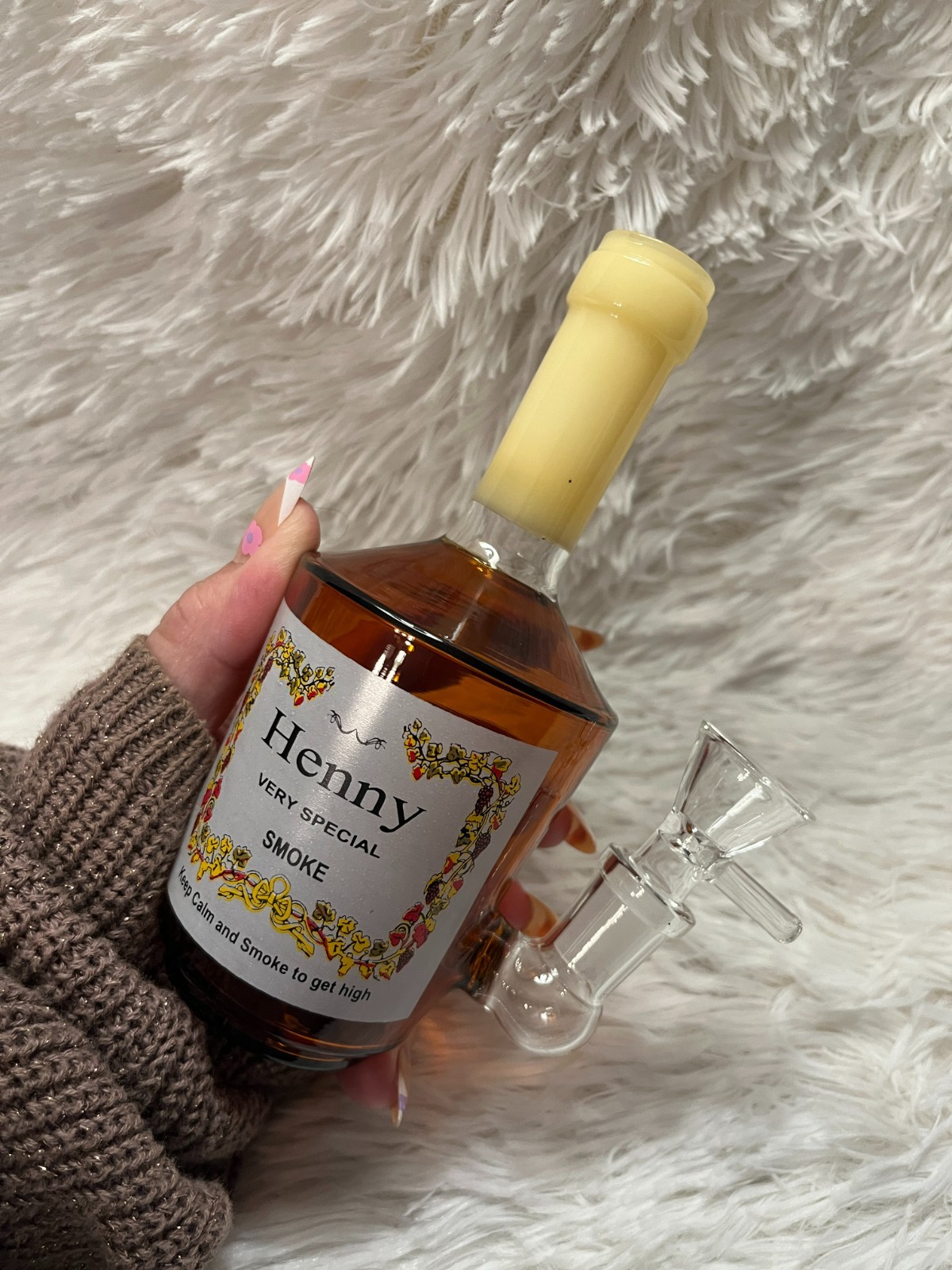 5″ Henny Glass Bong Glass Water Pipe Smoking Beaker 14MM Bowl Glass Hand Pipe