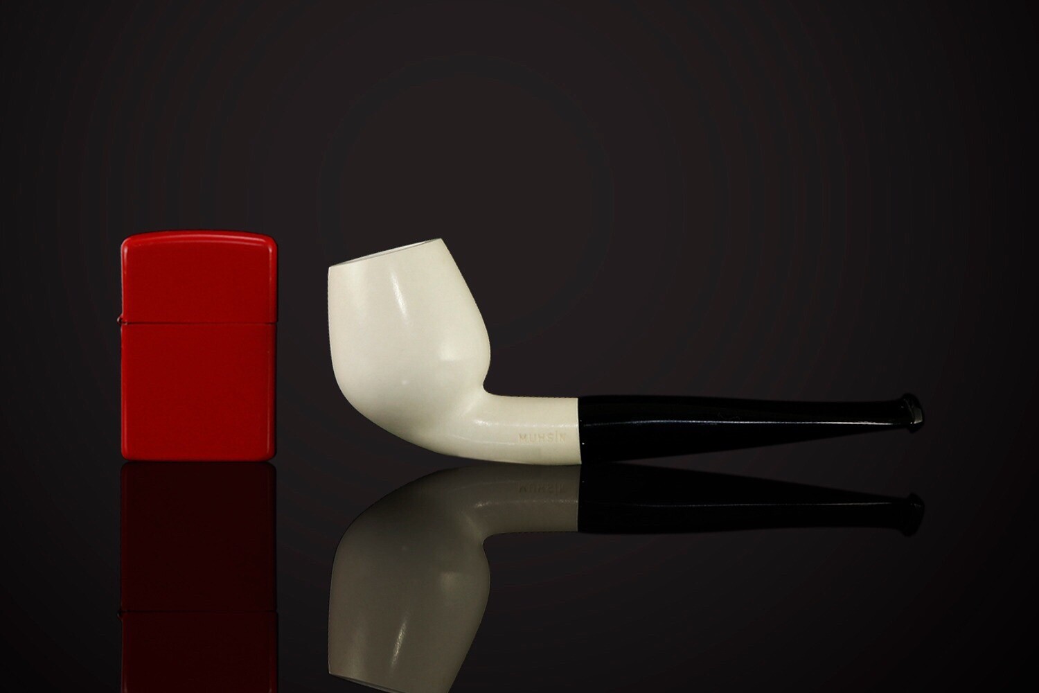 Muhsin Smooth Devil Anse PIPE-BLOCK MEERSCHAUM-NEW-HAND CARVED W Case#1508