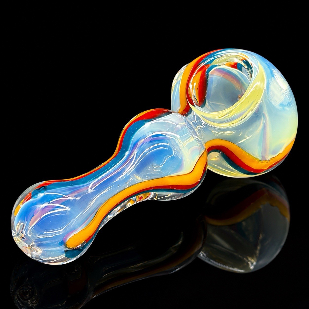 Hand Blown Glass Tobacco Smoking Pipe 3.5”-4” Colorful Swirl Design