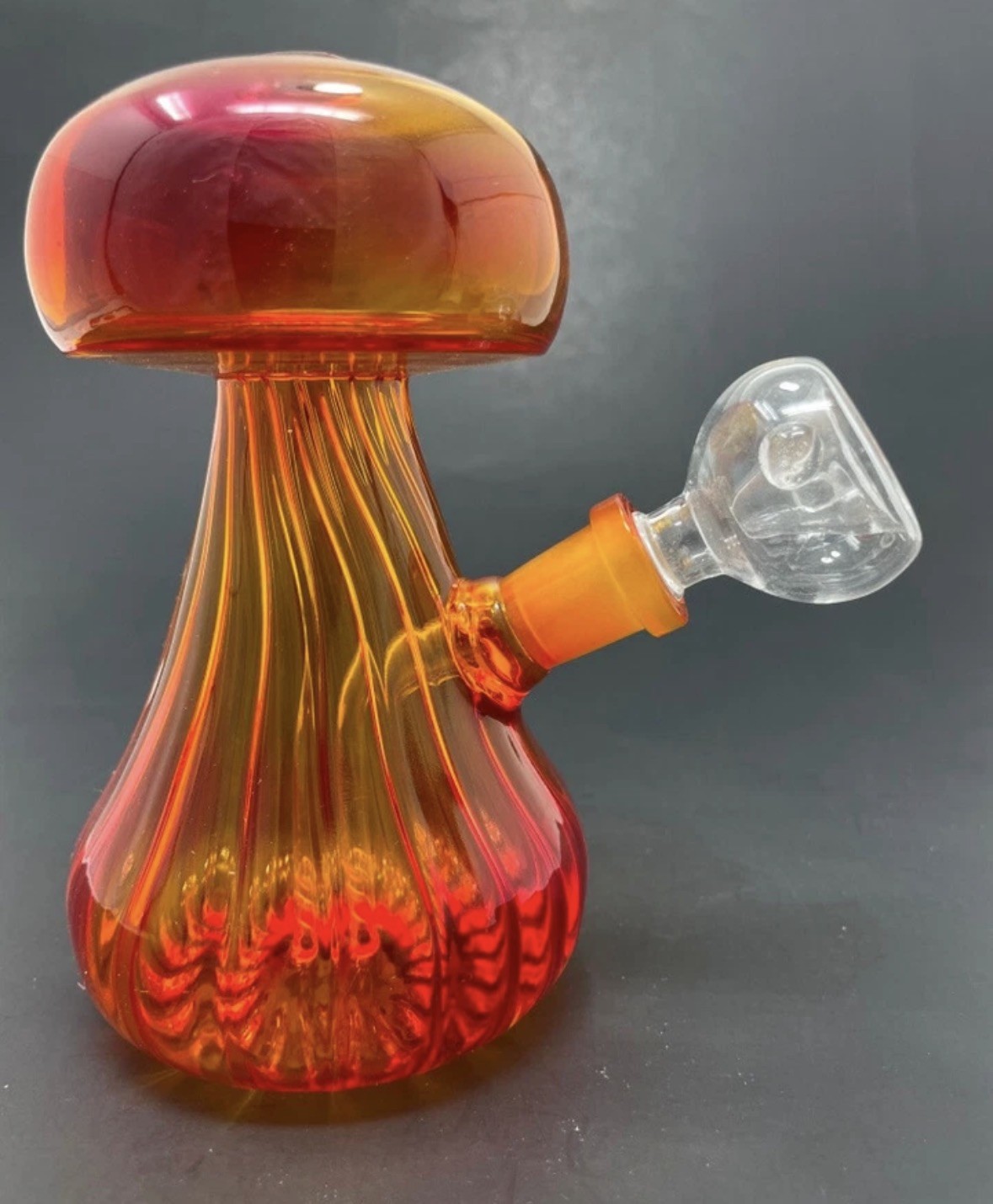 Hookah Water Pipe Glass 5″ Neon Orange Mushroom Shape Tobacco Bong