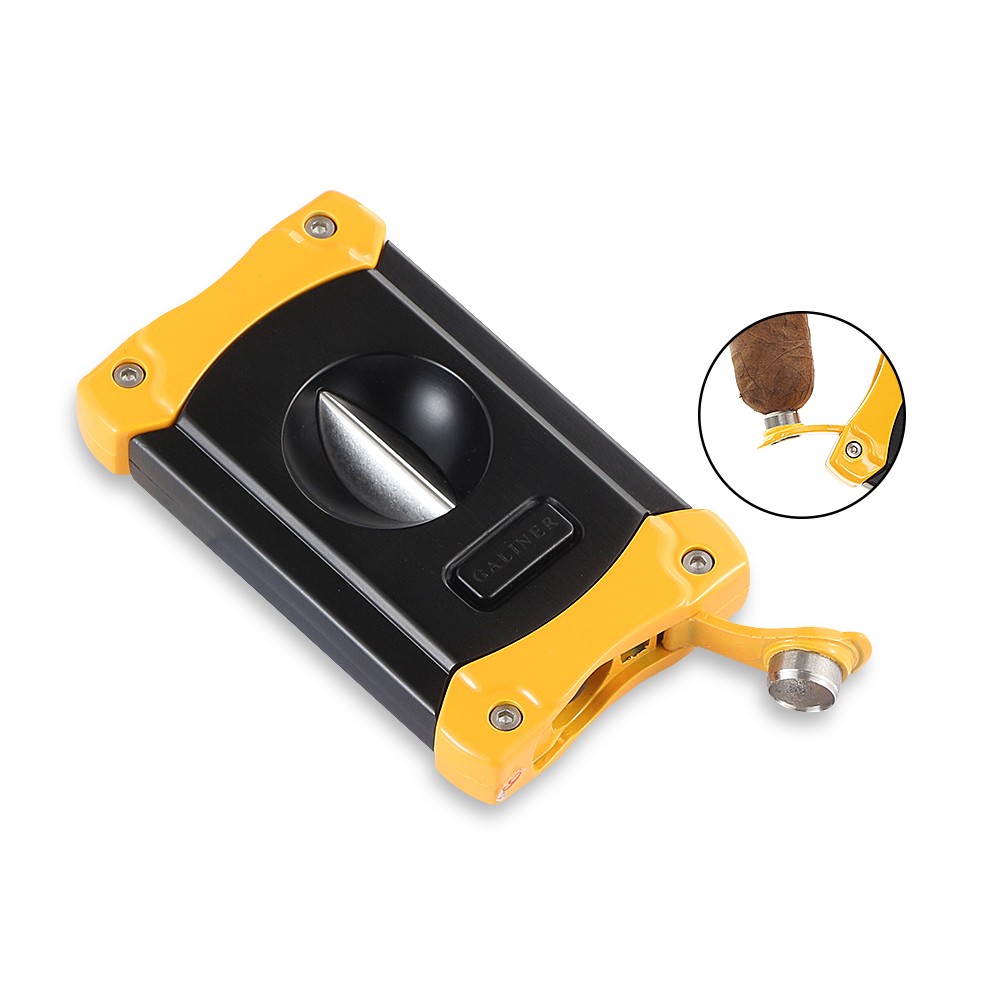 Yellow Cigar Cutter Pocket Gadgets V-Cut Cigar Knife Scissors Accessories Smoke