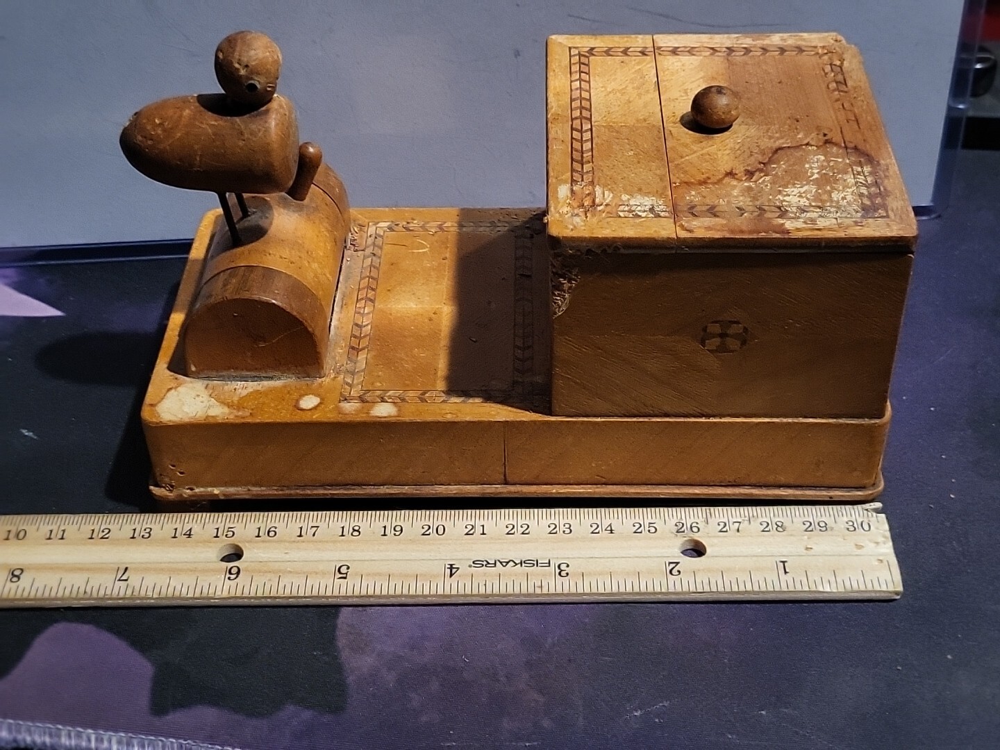 Antique Cigarette Dispenser Bobbing Duck Retriever All Wood