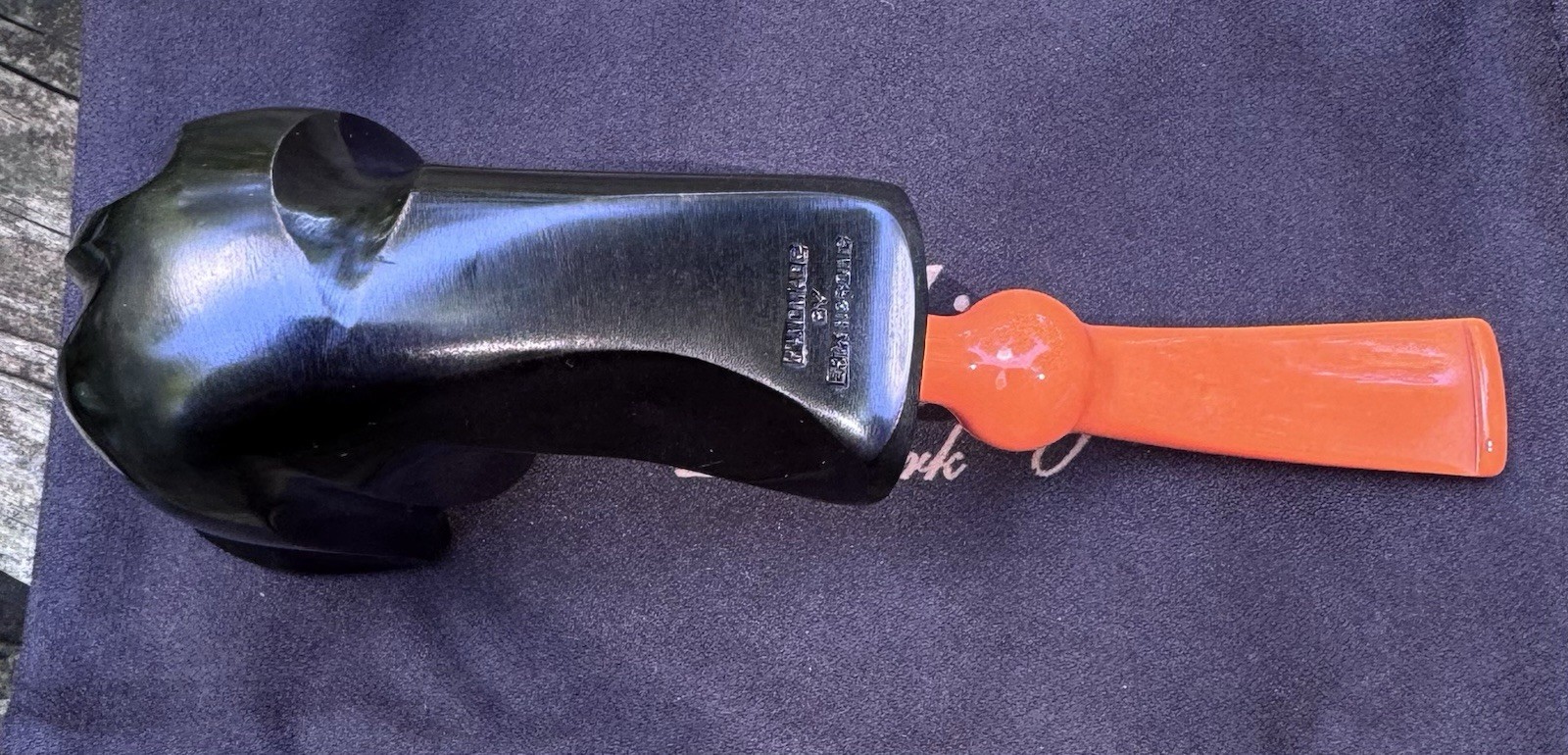Erik Nording Smooth Black Orange Freehand Briar Tobacco Pipe Made in Denmark NEW