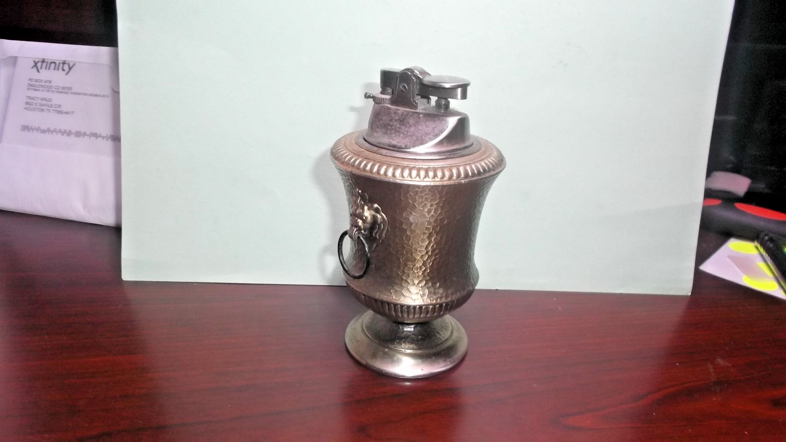 Vintage Tabletop/ Desk Top Steel Cigarette Lighter urn style