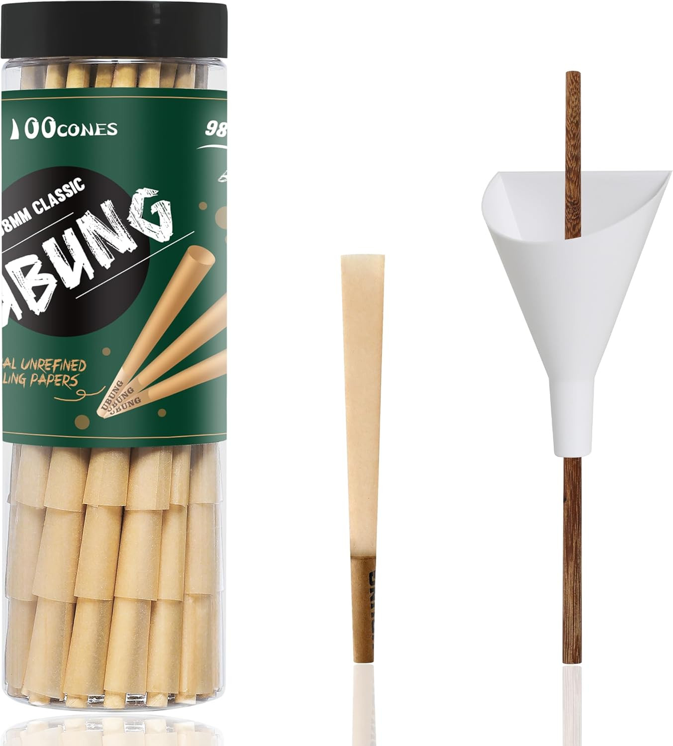 UBUNG 100 Pcs 98 Size Cones, Brown 98 Special Size Pre Rolled Cones with Tips In