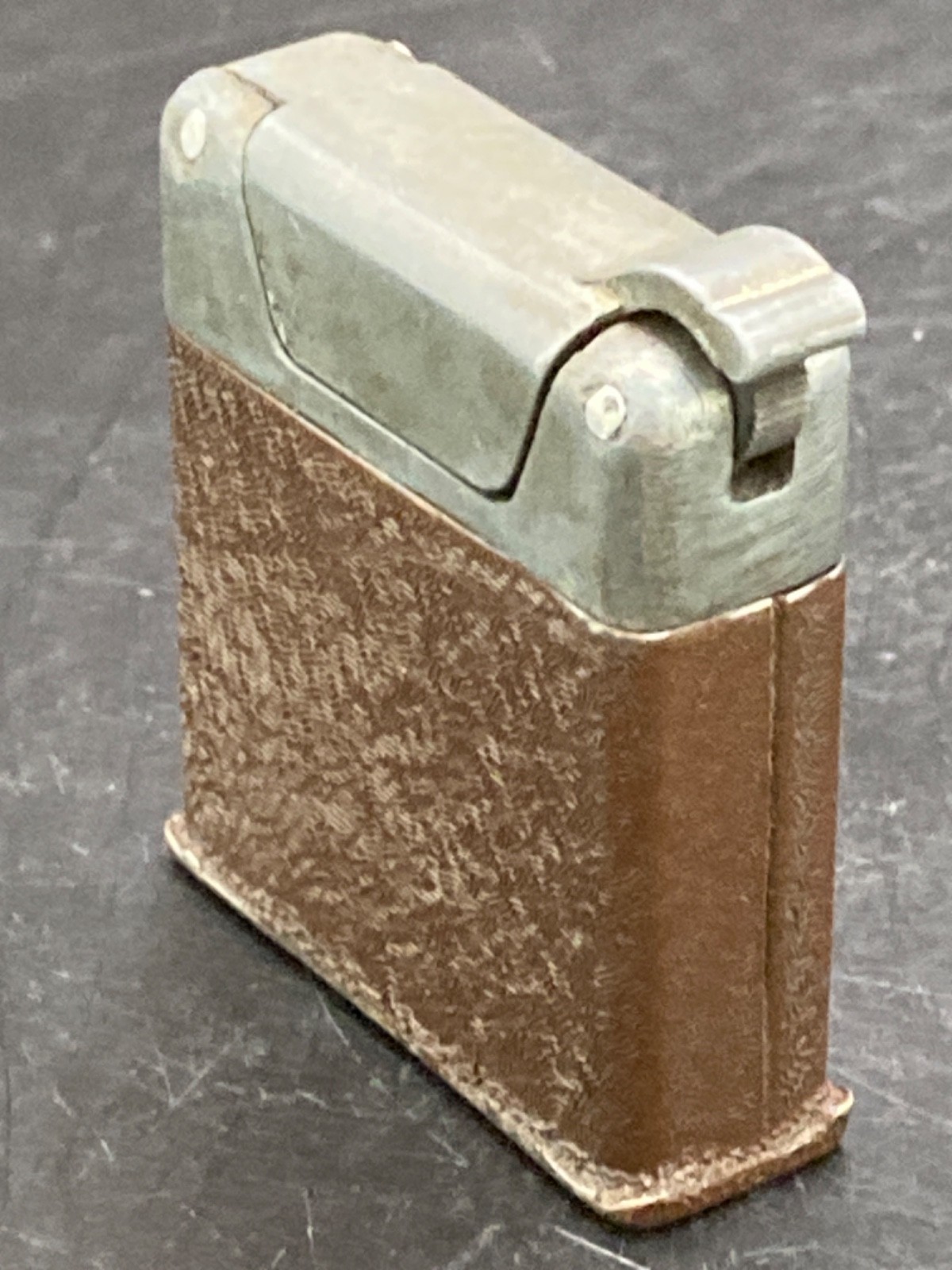 Vintage ORA Top Wheel Pocket Lighter, with Brown Crackle Finish, U.S.A.