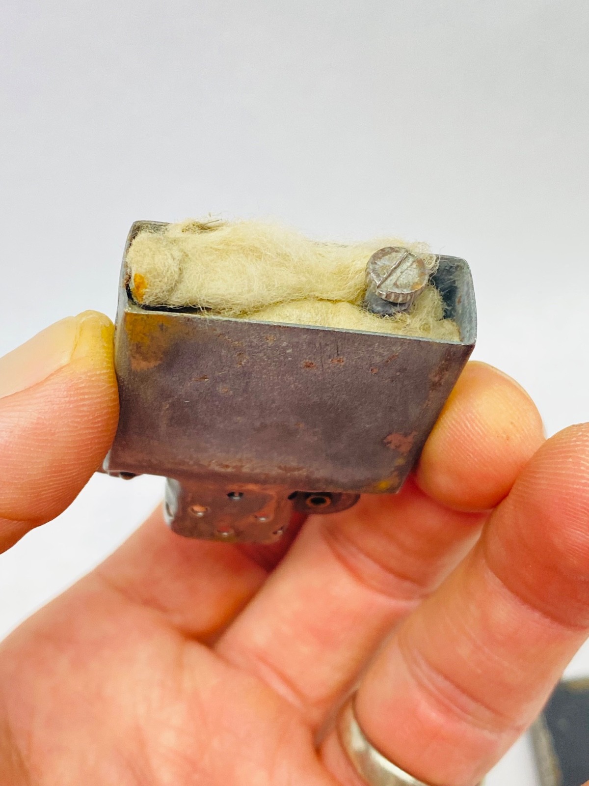 UNMARKED INSERT WWII Zippo Lighter Black Crackle 1942 4 Barrel Hinge 14 Hole