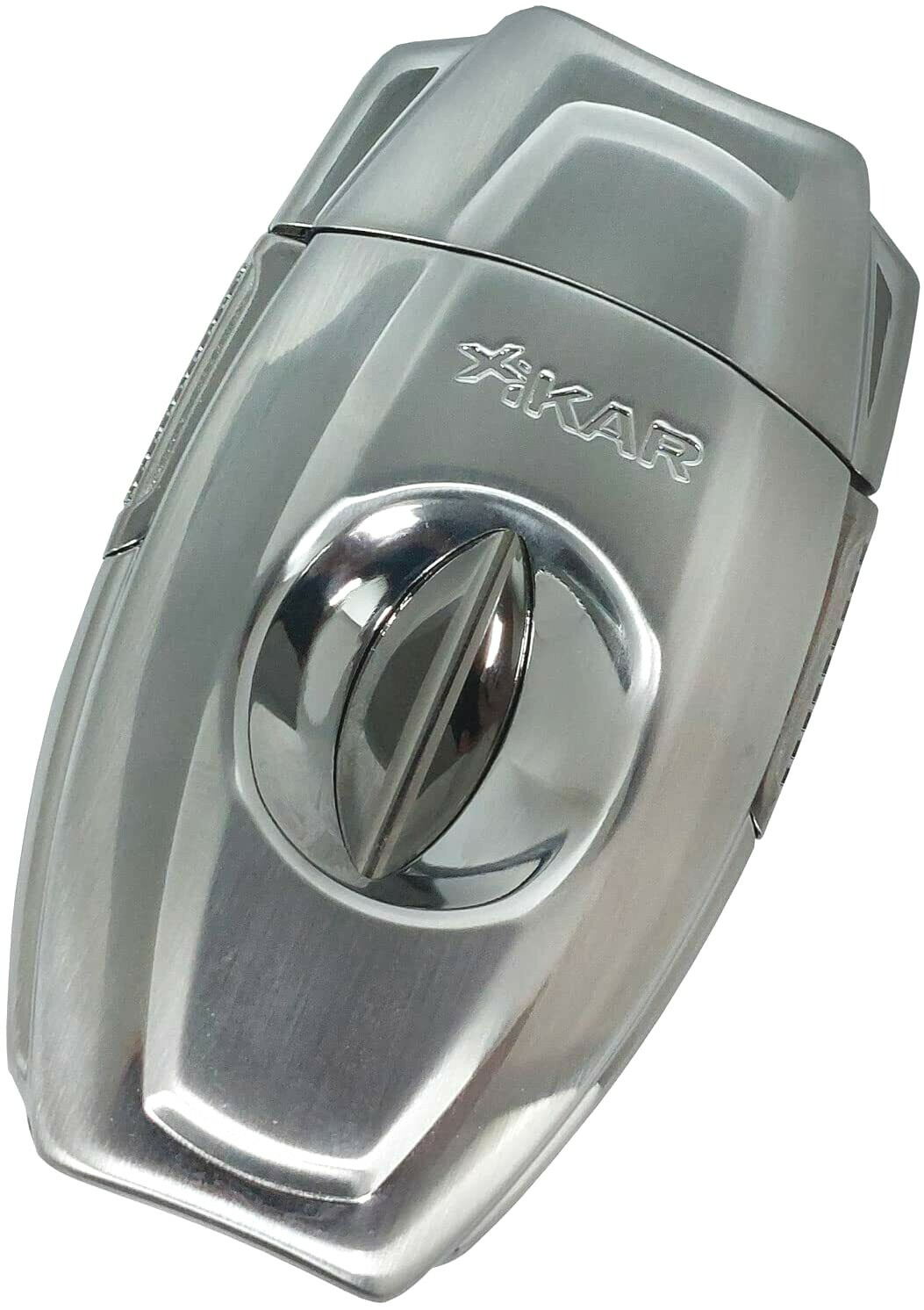 Xikar VX2 V-Cut Cigar Cutter, Up to 70 Ring Gauge, Steel Blades, Brushed Silver