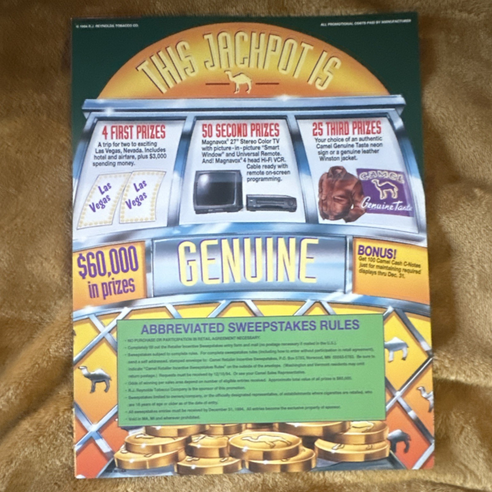 Camel Select Trip to the Strip Sweepstakes Promotional Brochure 1994