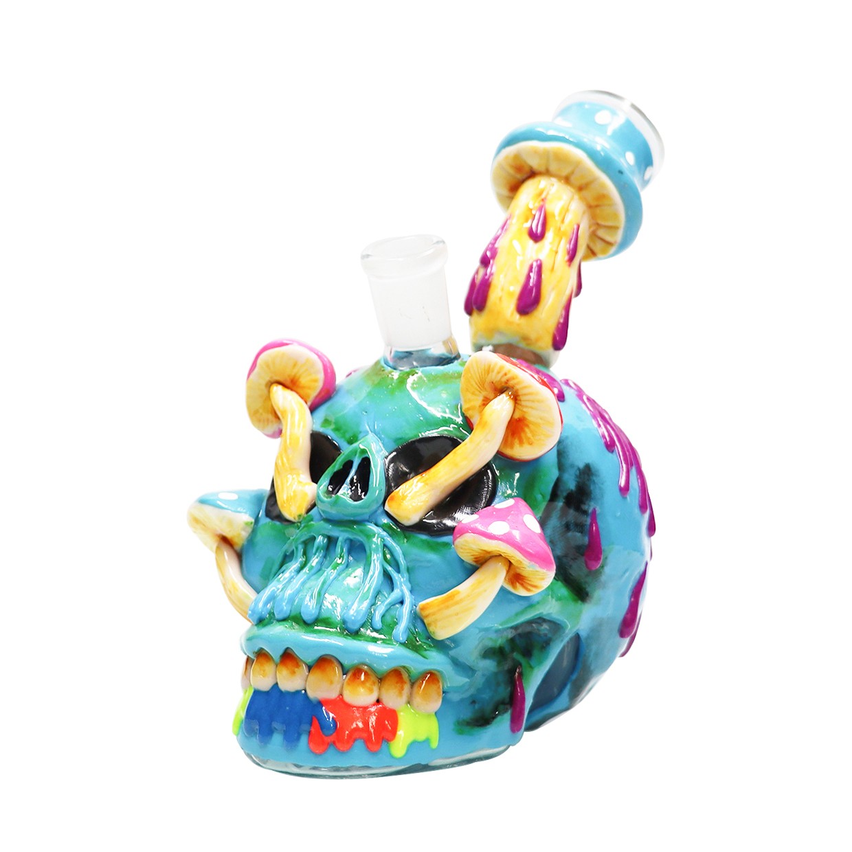 Halloween Skull 6IN Glass Bong Water Pipes Smoking Perc Bongs Hookah w/14mm bowl
