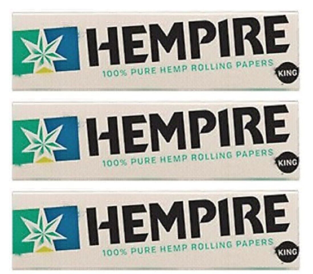 3x Hempire King Size Rolling Papers Pure Hemp 33Lvs 3/PKS ECONOMY Pack USA SHPD