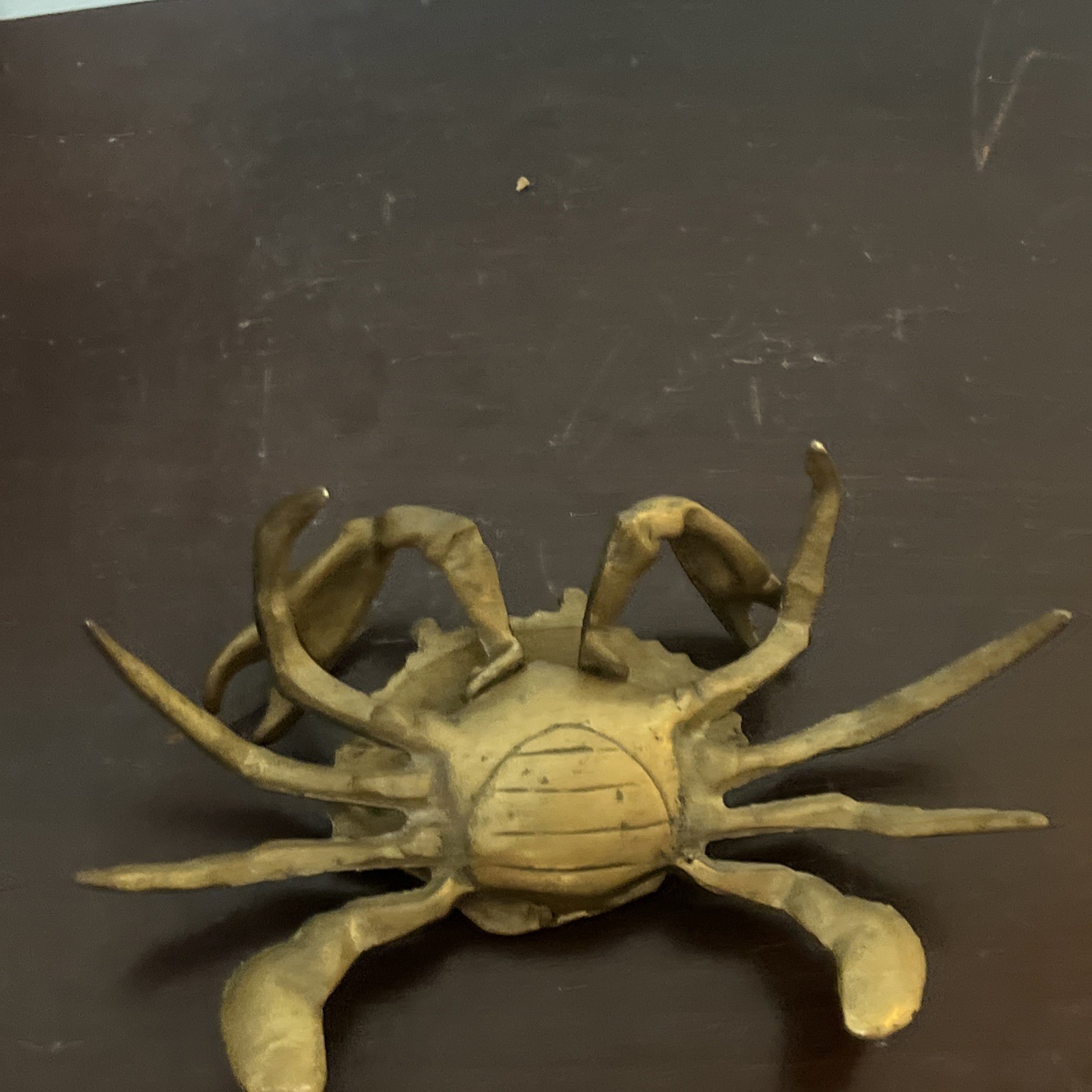 Vintage Hinged Brass Crab Lift Top Trinket Dish Cigarette Ashtray 7 “