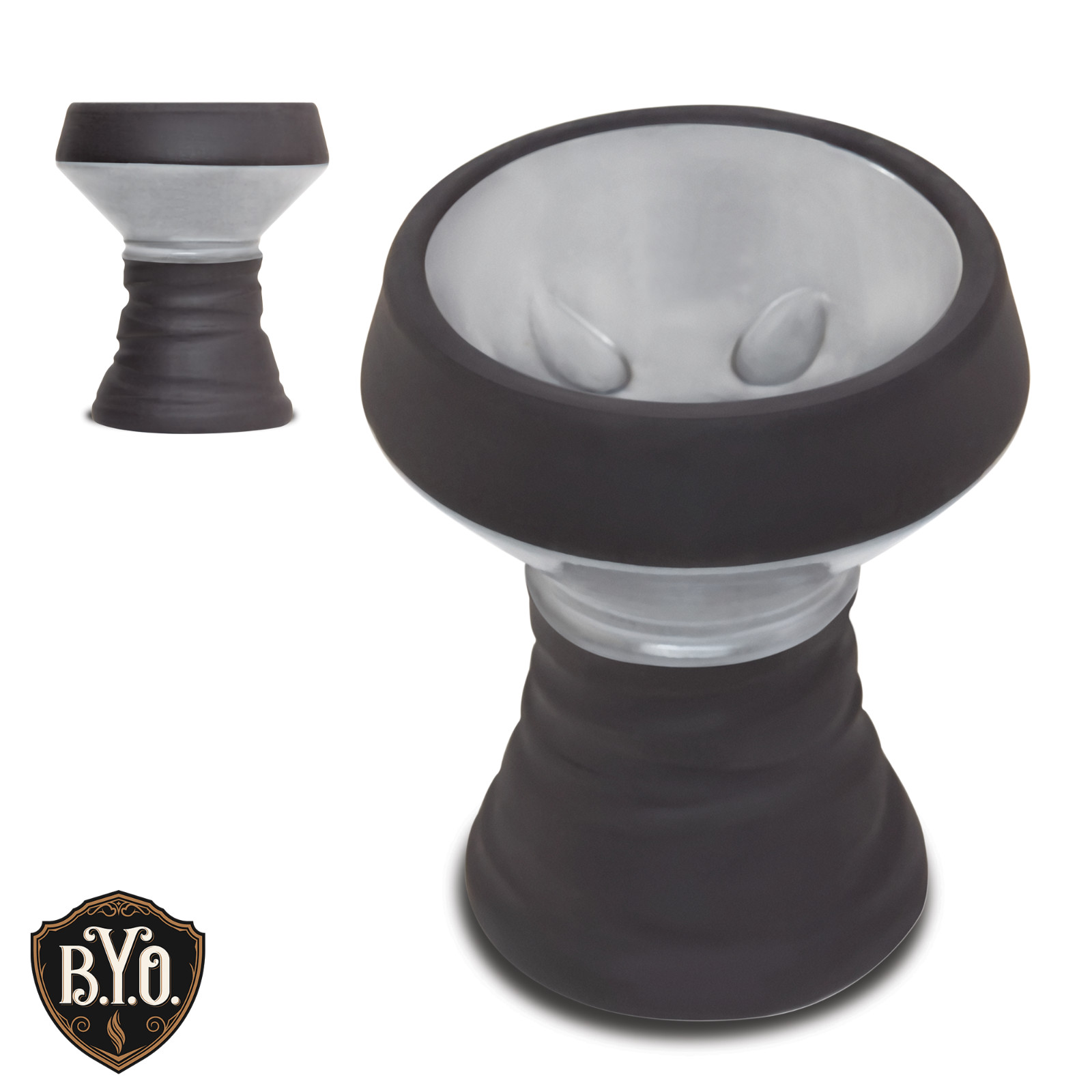 BYO BlackStone Silver Gray Hookah Bowl HEAVY Shisha Pipe + BONUS