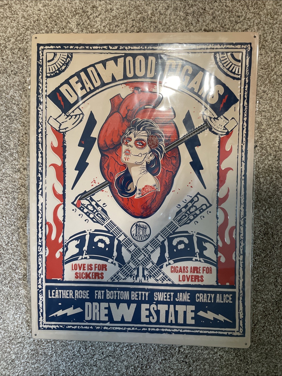 Drew Estate Deadwood Cigars VERY RARE Metal Promo Sign 19”x26.75”