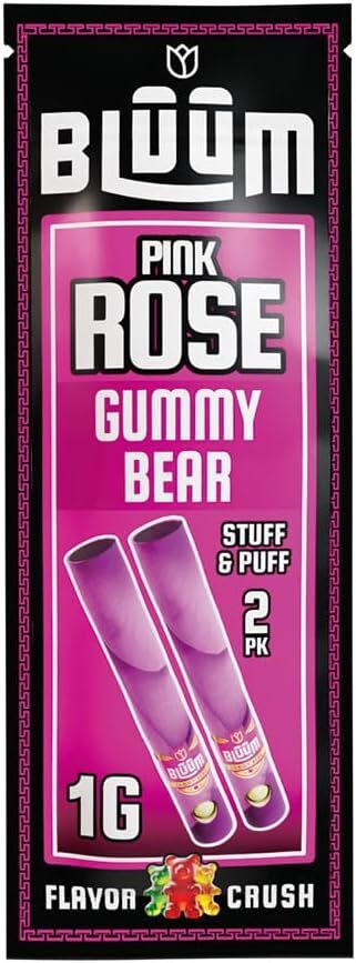 BLUUM | Pink Rose Cone | Gummy Bear | Flower Petal Prerolled | 2 Pack, 4 Rolls