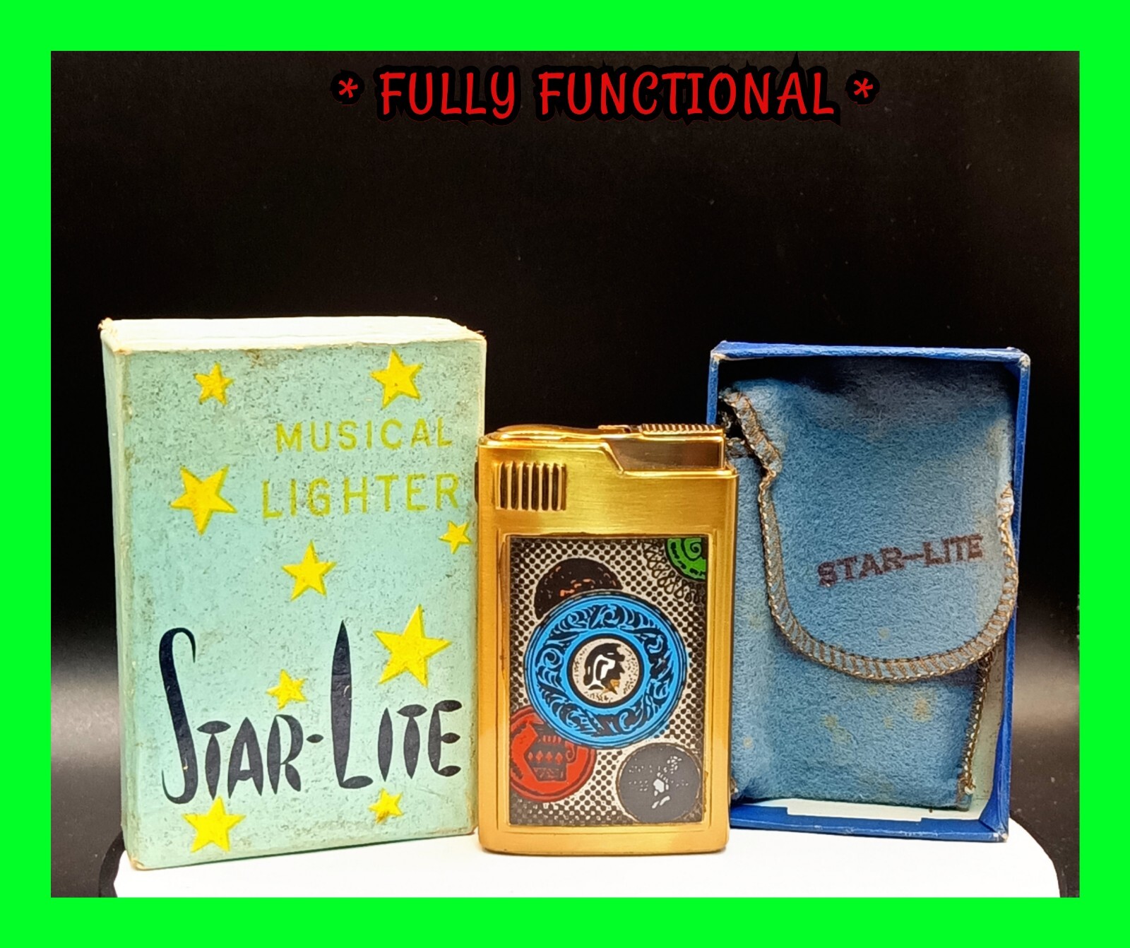 Unique Unfired Vintage Petrol Pocket Lighter w/ Music Box Original Box – WORKING