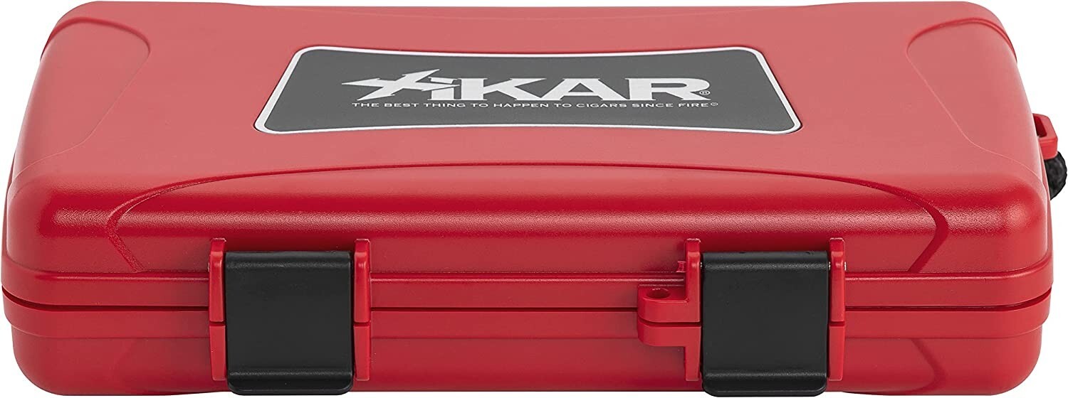 Xikar Cigar Travel Humidor Case Red – Holds 5 Cigars