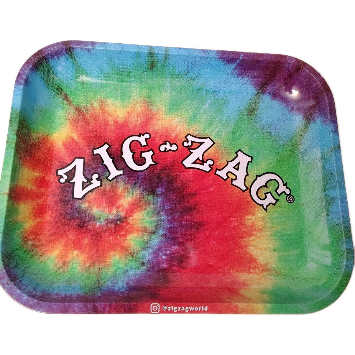 Zigzag Green Rolling Tray Large Metal Tie-dye Design New