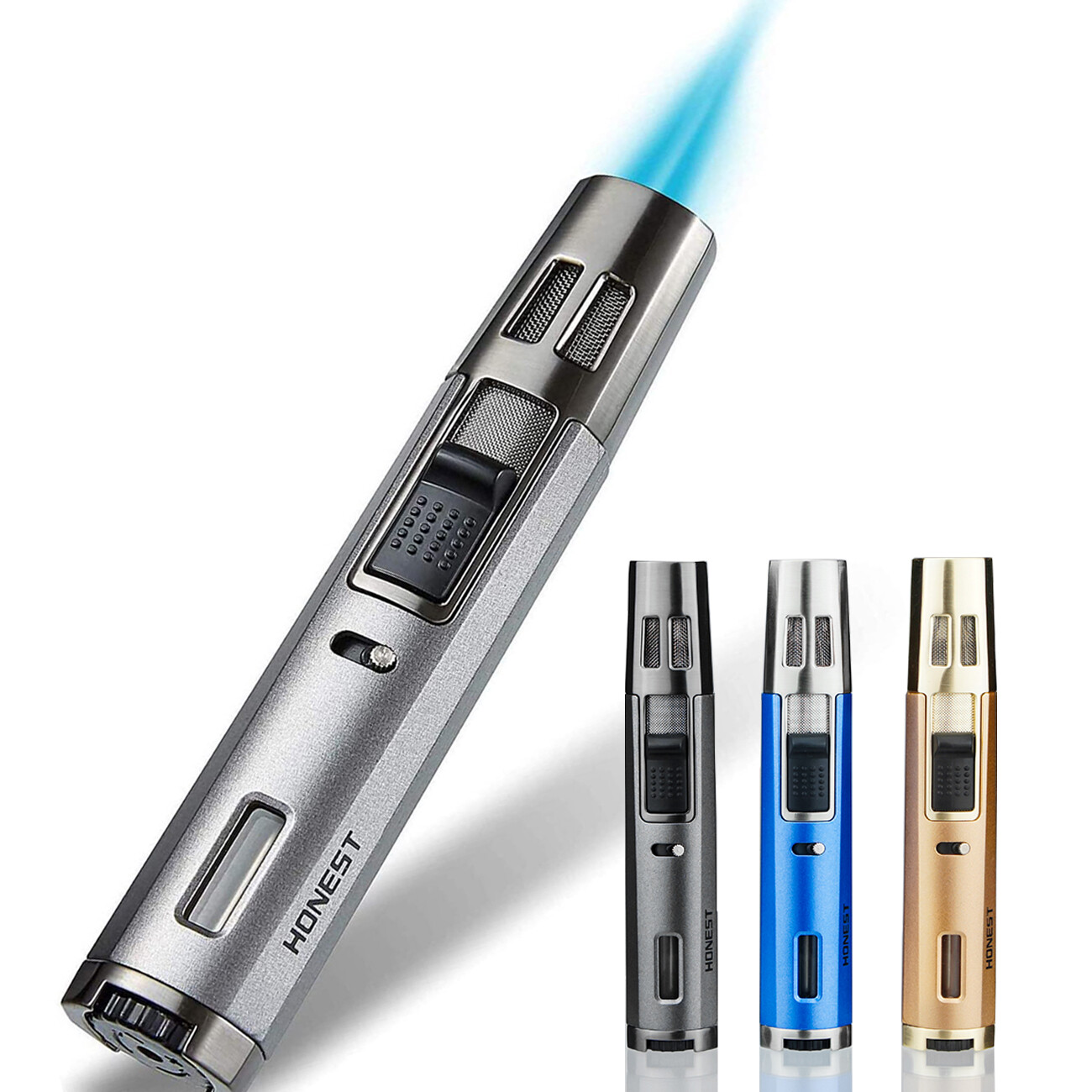 Refillable Butane Torch Lighter Adjustable Pen Lighter Double Flame Lighter Jet