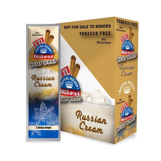 XXL Hemp Rolling Papers Russian Cream Hemparillo (2 Per Pack, 25 Packs Per Box)