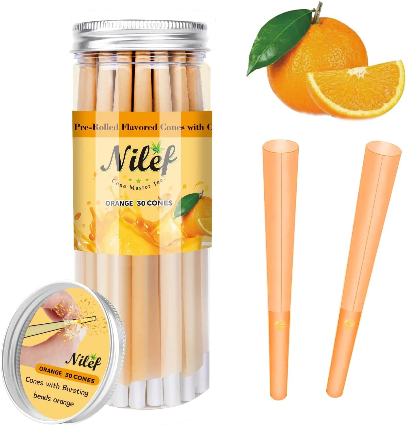 1 1/4 Size Flavored Pre-Rolled Cones 30 Pack Yellow Rolling Papers W Logo NEW