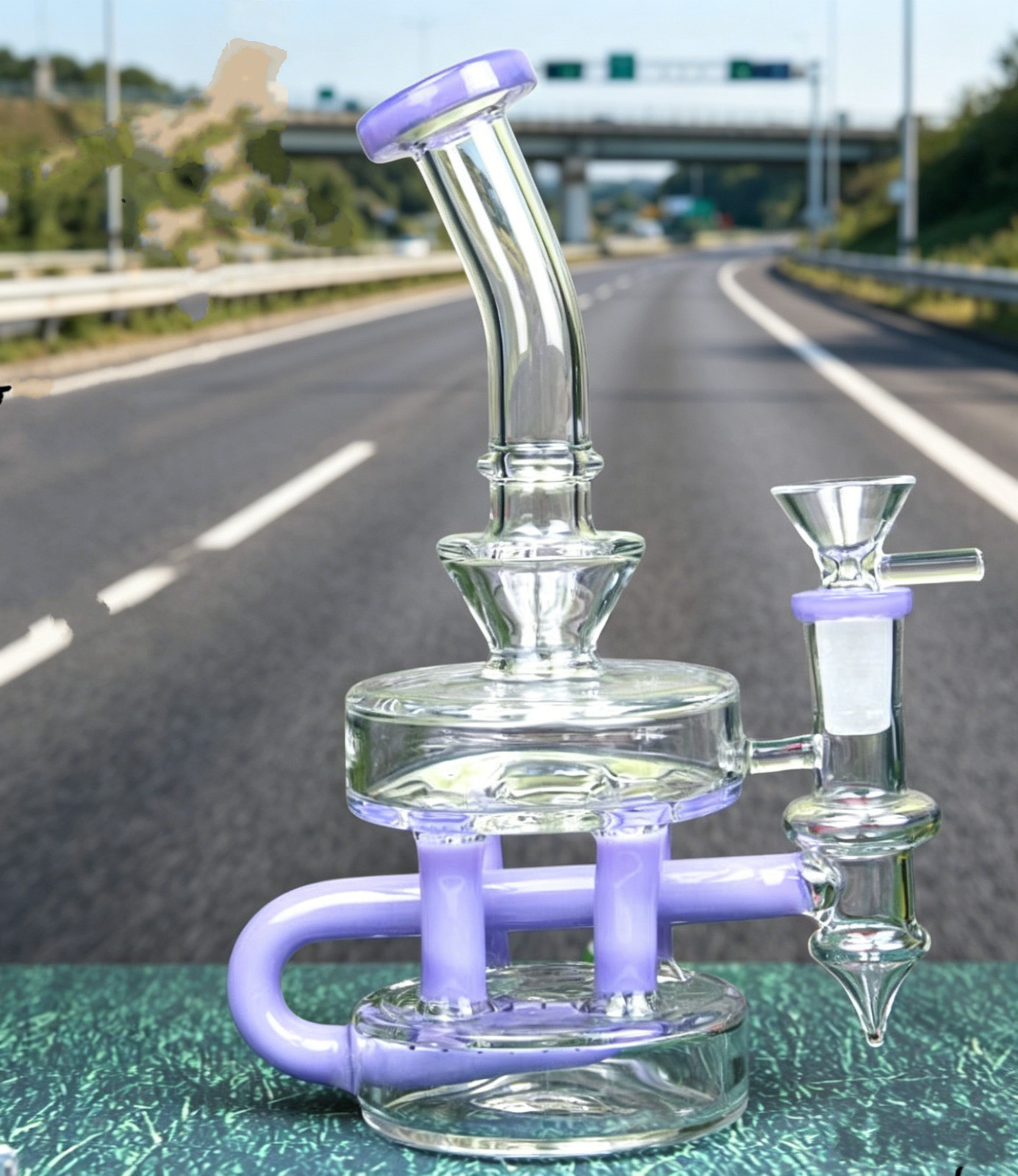 purple Multiple Recycler rig Matrix glass Water Pipe bong Hookah Smoking 14mm