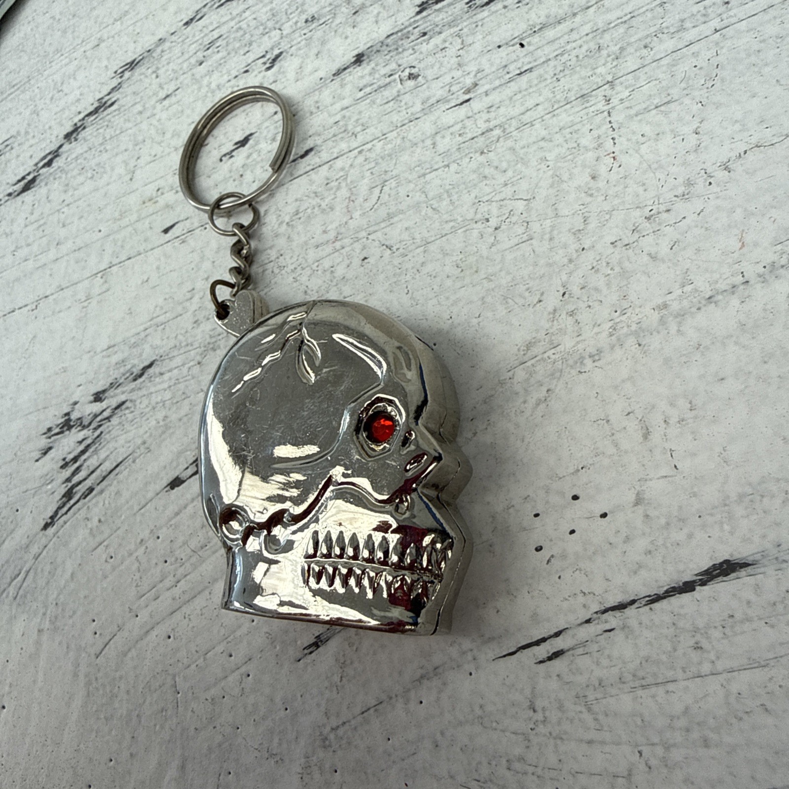 Vintage Skull Head Silver TONE Refillable Butane Lighter