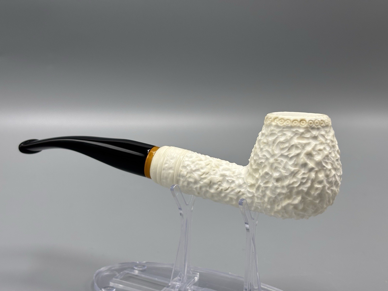 Deep Rusticated Apple Pipe Handmade block Meerschaum New W Case#162