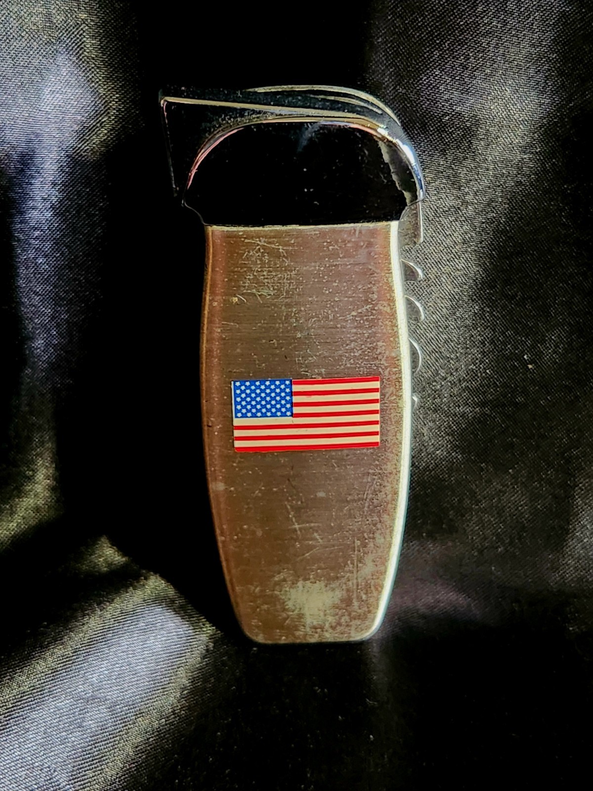 Vintage Butane Lighter Skull Head Unique USA Flag Lighter Knife Collectible