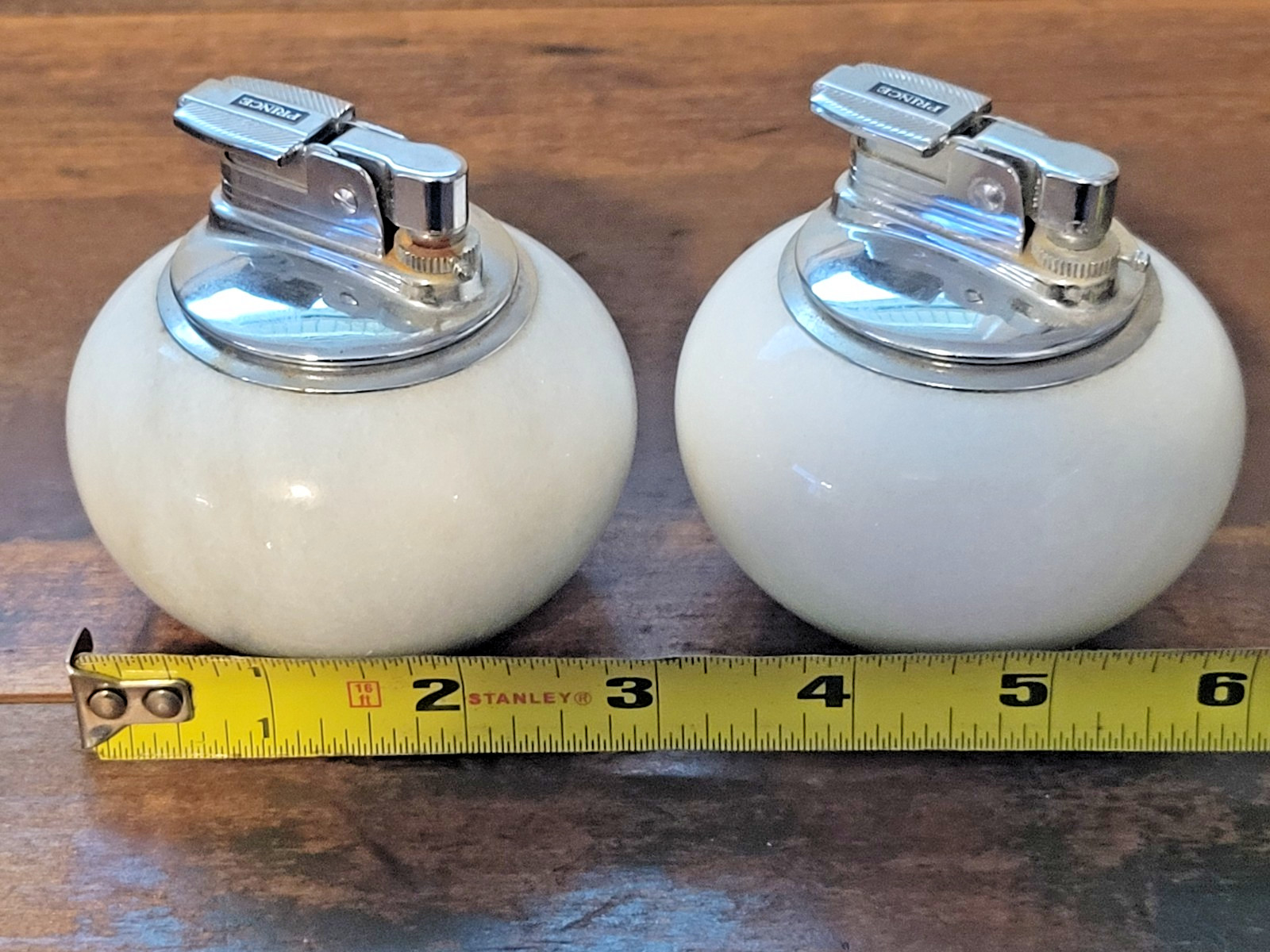 Lot of 2 – Prince Table Top Lighter Chrome & Marble Mid Century – Vintage