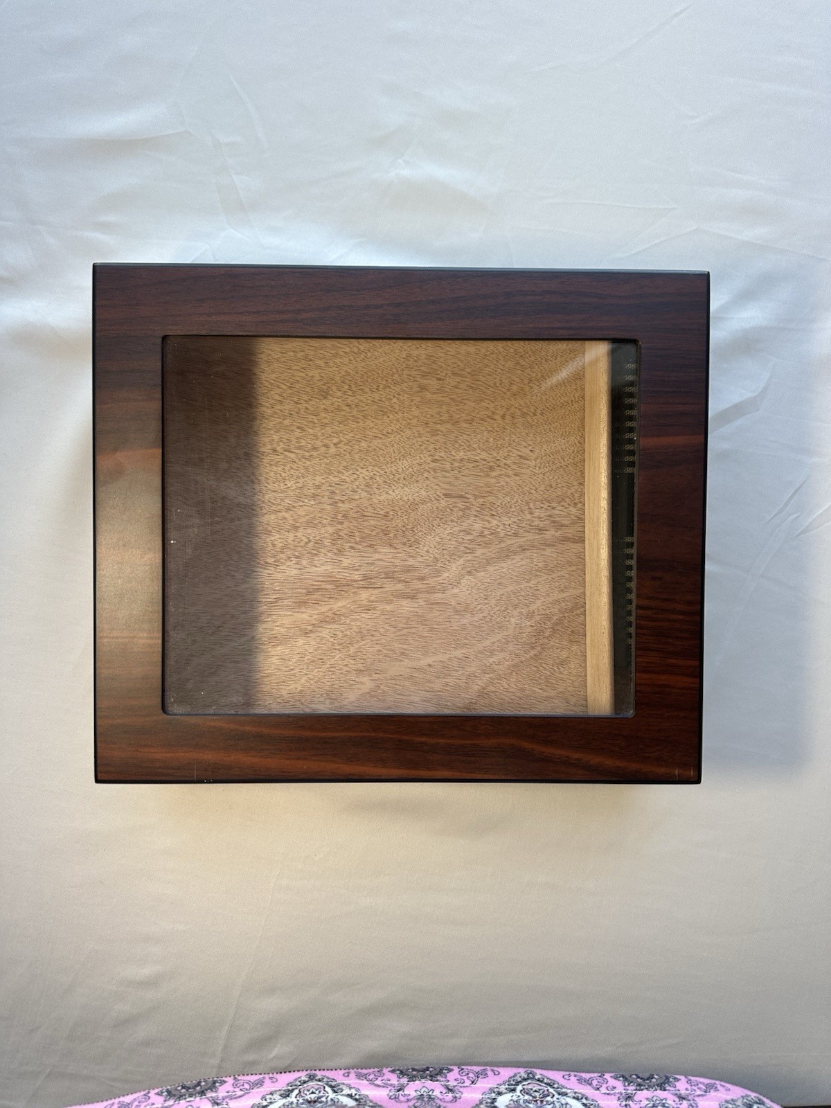 Wood Cigar Humidor Box Cedar Lined w/ Glass Top Display Lid & Hygrometer