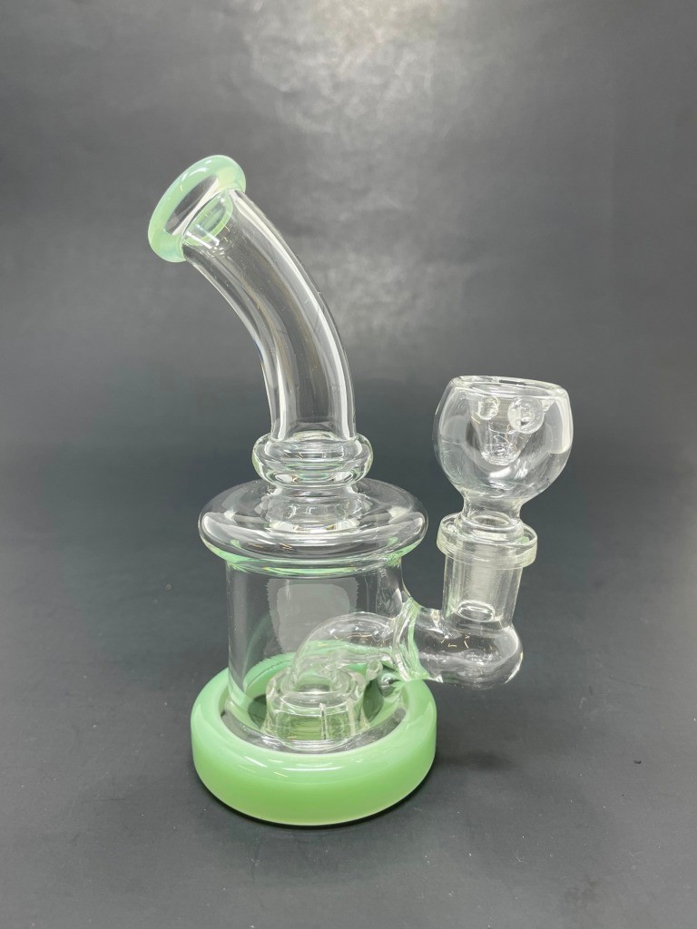 Hookah Water Pipe Glass 5.5″ Milky Green Mini Single Percolator Tobacco Bong