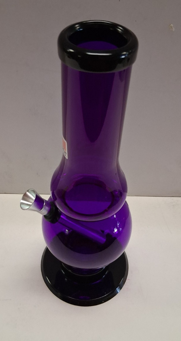 9″ ACRYLIC PLASTIC BUBBLE & HALF THUMB CARB WATER PIPE BONG HOOKAH PURPLE 1.5″W