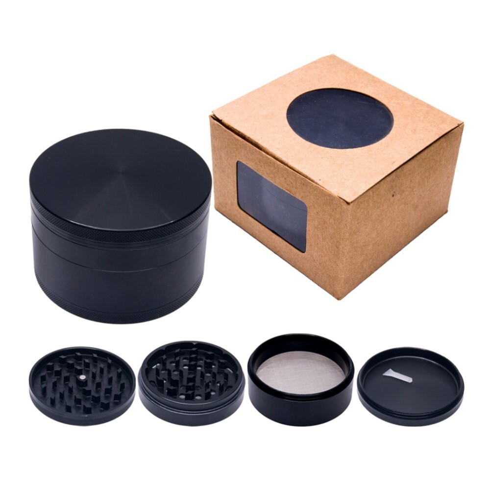 4” Aluminum Huge 4 Piece Grinder Tobacco Herb Spice Crusher w/ Gift Box Silver