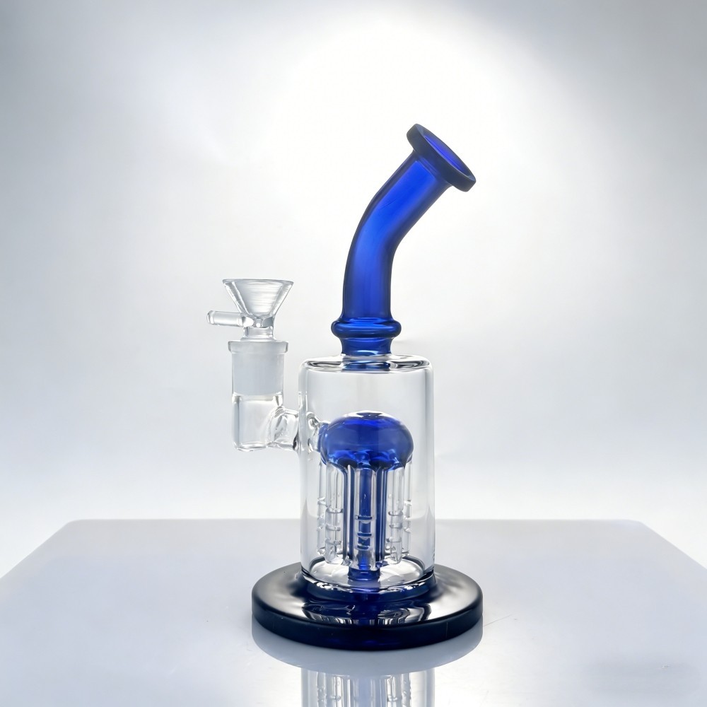 7″ Heavy Glass Bong Water Pipe Tree-arm Perc Blue Bubbler Hookah W/14mm Bowl USA
