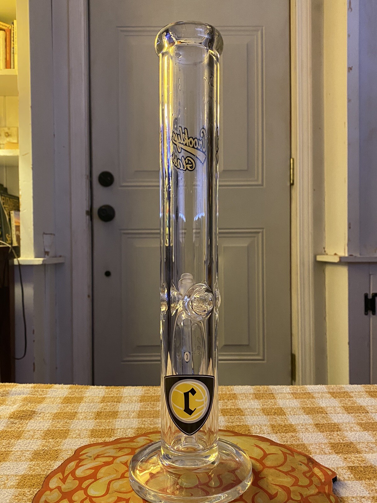 Black/Yellow Crooklyn Glass Straighttube Waterpipe Smoking Bong