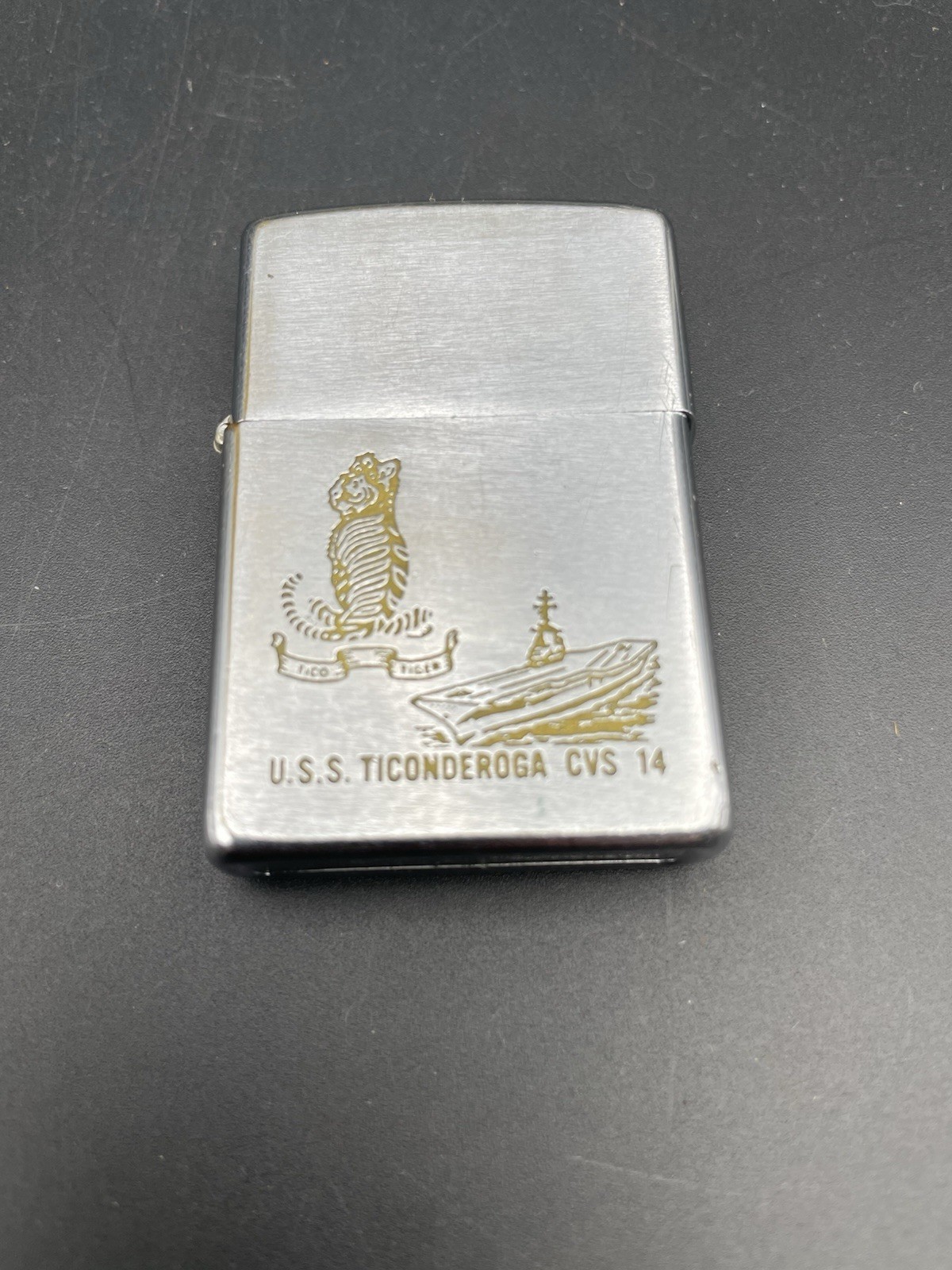 USS Ticonderoga (CVS-14) Aircraft Carrier Zippo Brushed Chrome