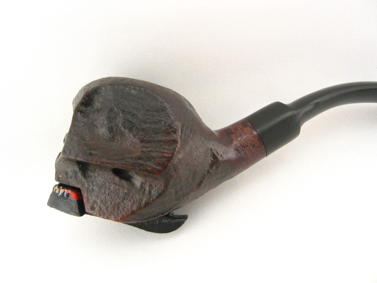 ITALY Patent Hand Carved Imported Briar SKULL HEAD MOVABLE MOUTH Pipe Halloween