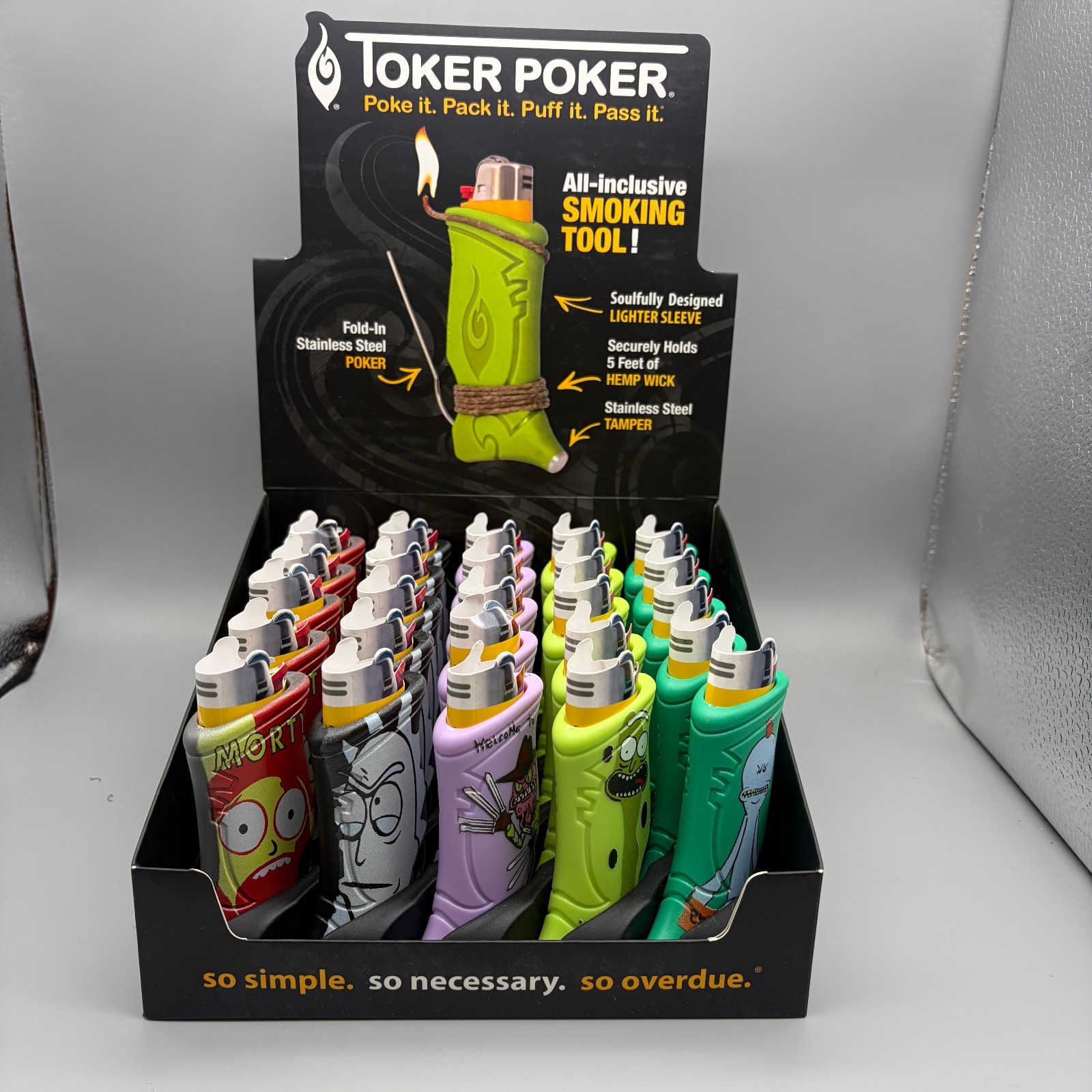 Full Box Toker Poker Lighter Sleeves Rick and Morty 25ct Box w/ Free Shipping