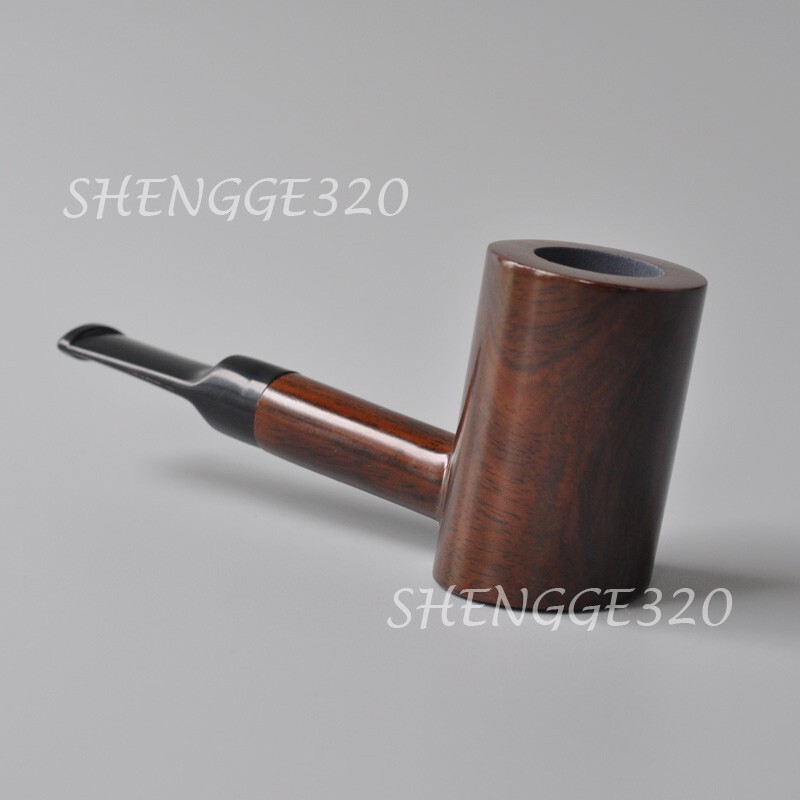 Ebony Wooden Sitter Tobacco Pipe Poker Style Straight Stem Lacquer Coated Medium