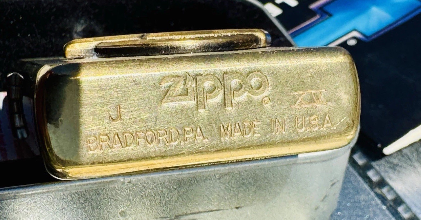 Vintage 1999 Zippo Chevrolet Raised Emblem Lighter Brushed Brass J XV New Boxed