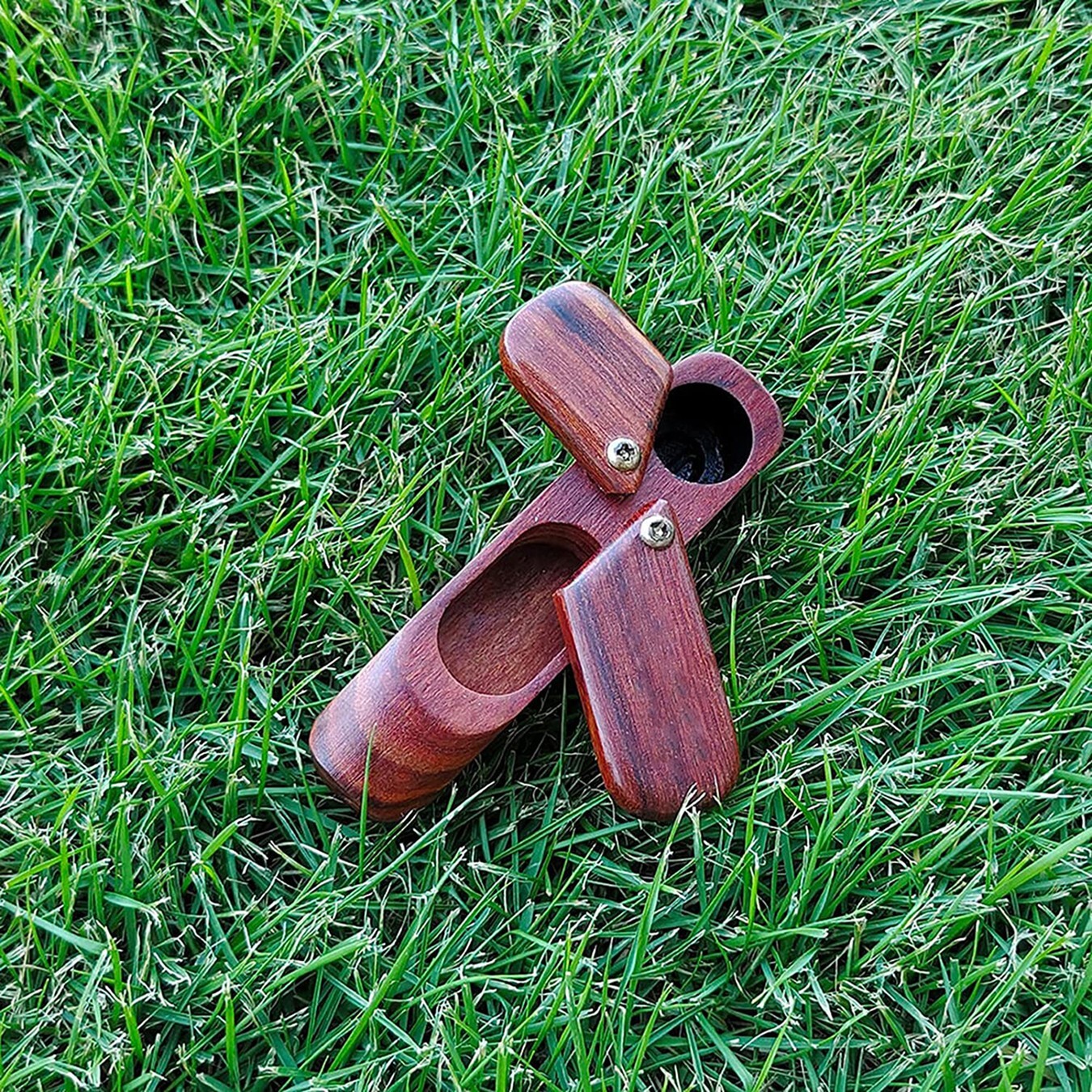 New Rotary Cover Wooden Smoking Pipe Portable Wood Pipe with Tobacco Storage Box
