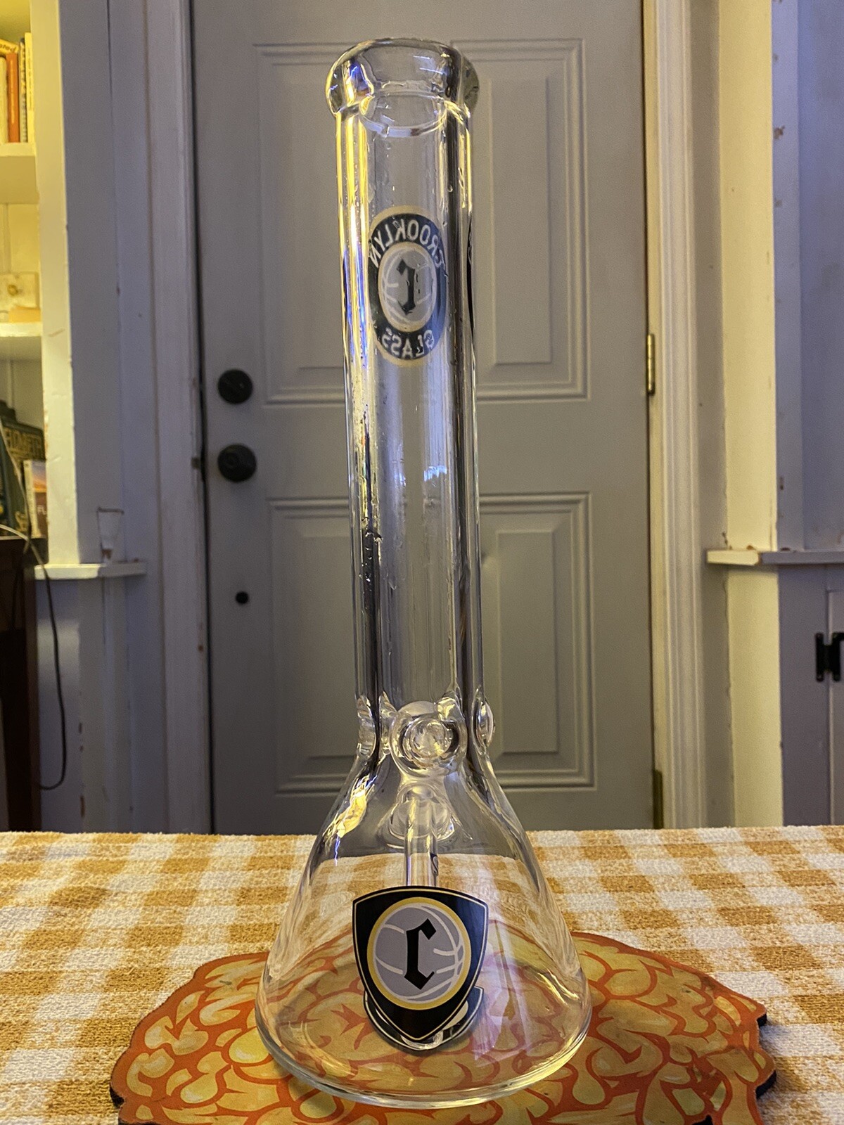 Black/Yellow Crooklyn Glass Beaker Waterpipe Smoking Bong
