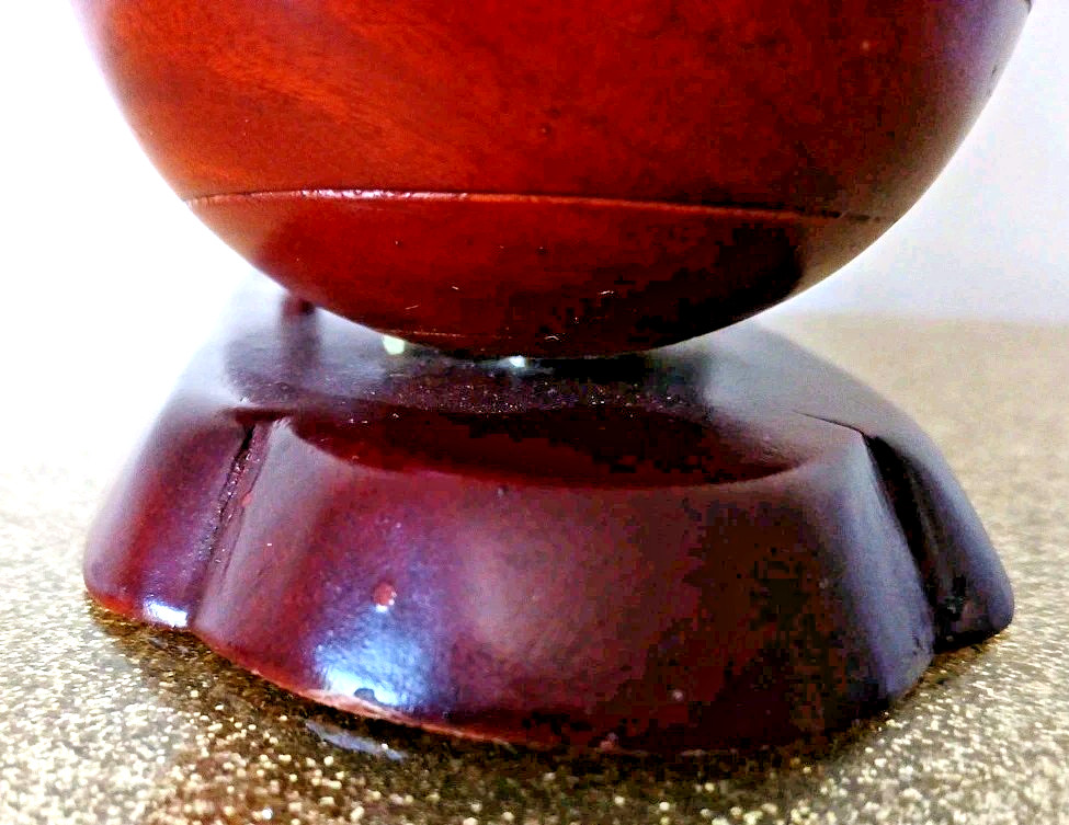 Vtg Chinese 8″ NOS Foo Dog Hidden Ashtray Hand Carved Wood Reddish Brown HTF Dog