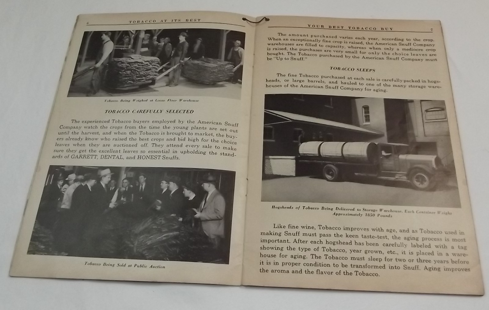 1942 GARRETT HONEST AMERICAN SNUFF CO WORLDS LARGEST SCOTCH FACTORY 35pg BOOKLET
