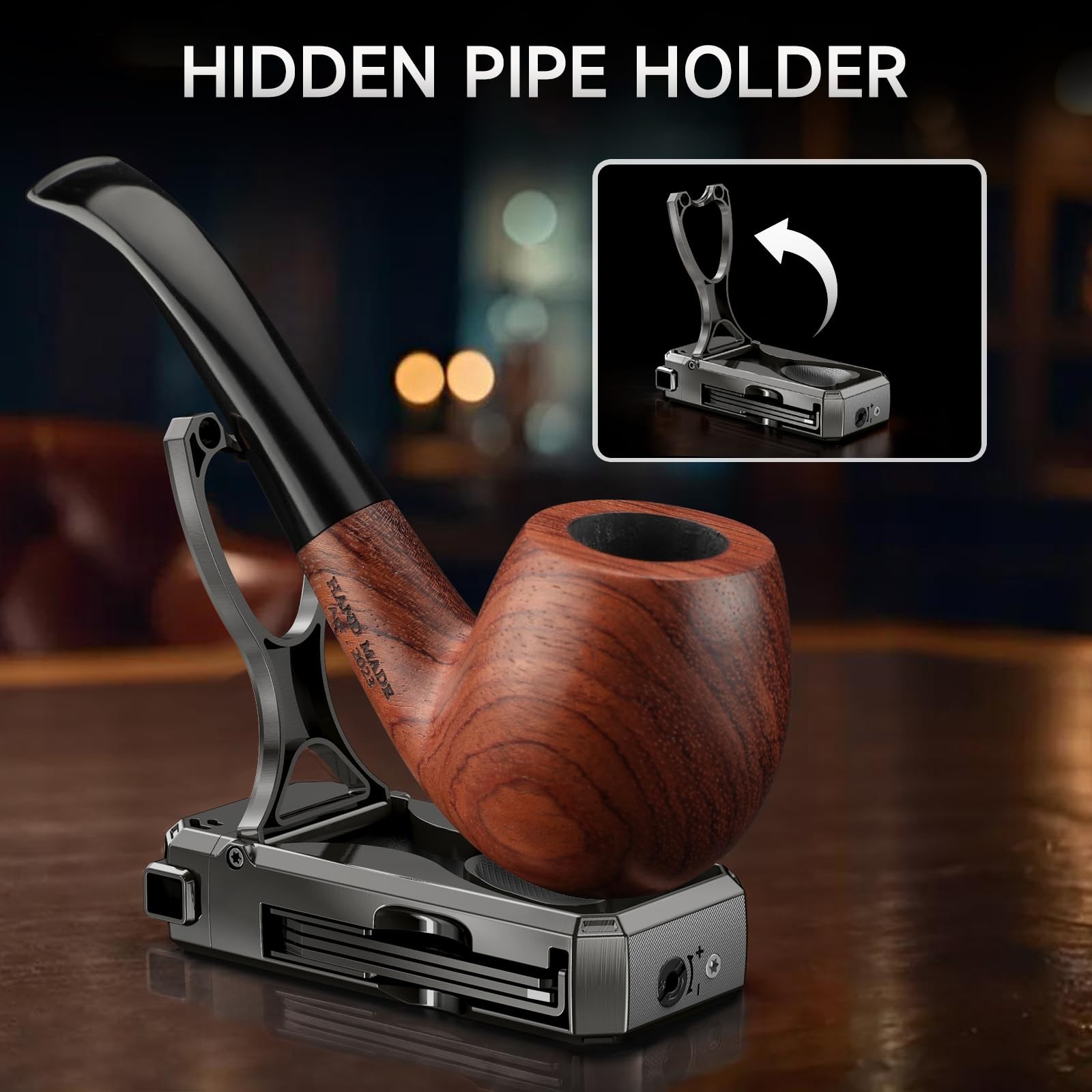 Pipe Lighter ，4 in 1 Soft Flame Lighter with Pipe Stand, 3 Collapsible Pipe C…
