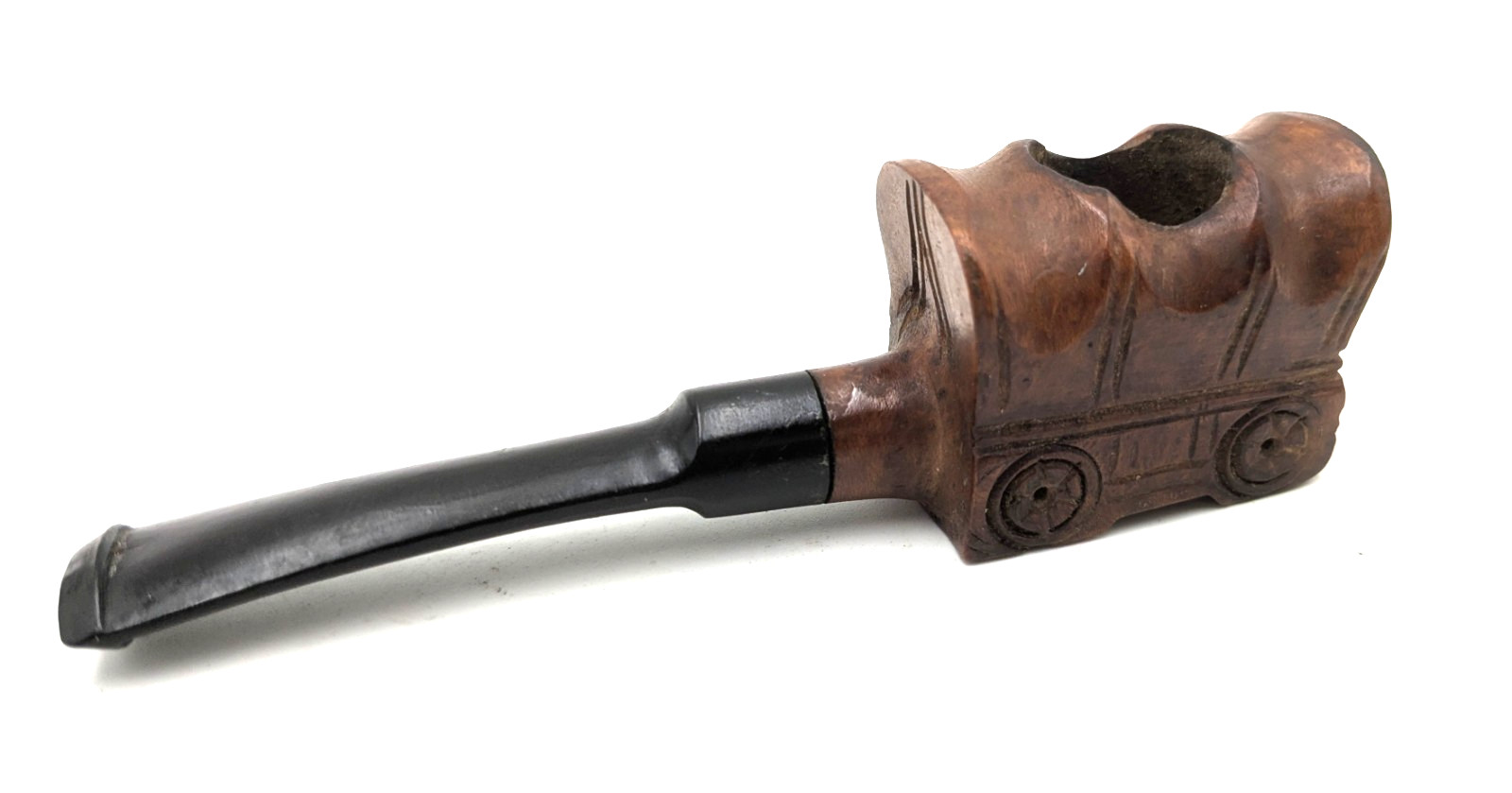 Vintage Estate Novelty Tobacco Briar PIPE Covered Wagon Prairie Schooner Italy