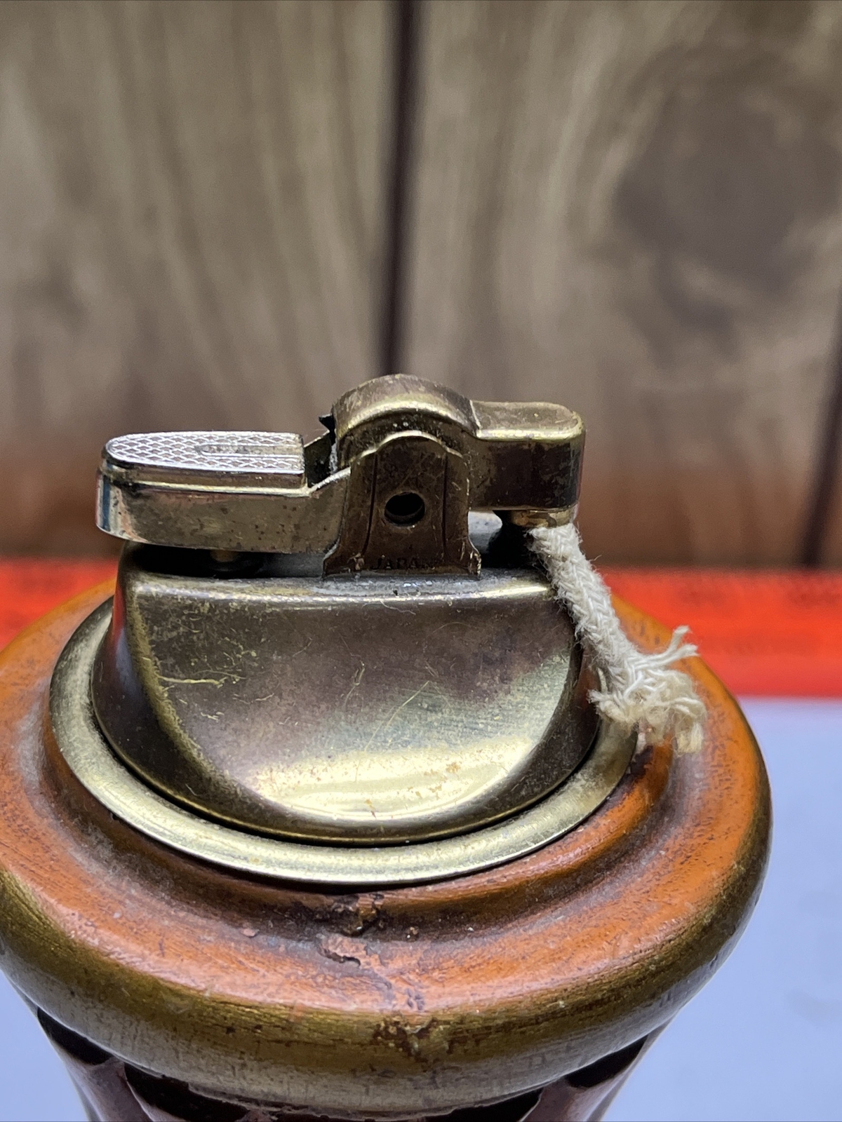 Vintage Carved Wooden Table Top Lighter Striker Not Aligned