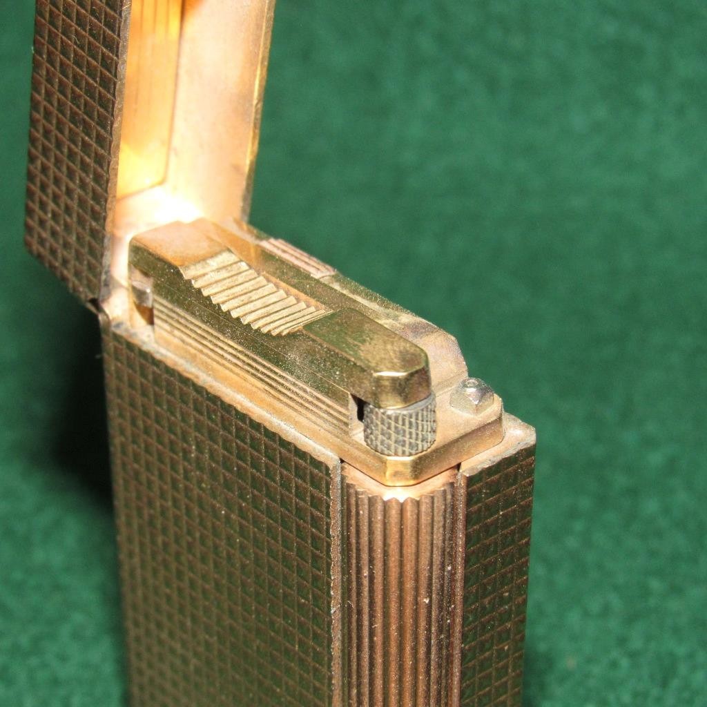 Vintage S.T. Dupont Ligne 1 Gold Diamond Head Plated 20 Microns of Gold ~ EUC